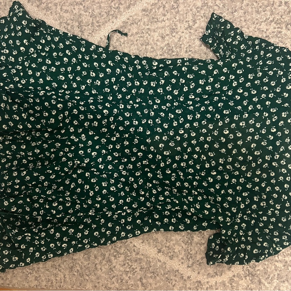 NEVER WORN Reformation Green Floral Wrap Mini Dress Size Small - Picture 5 of 8